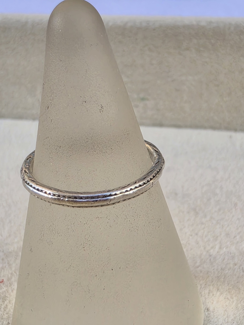 Size 5, Sterling: Vintage Sterling Silver Textured Stacking Band Ring • 1.22g